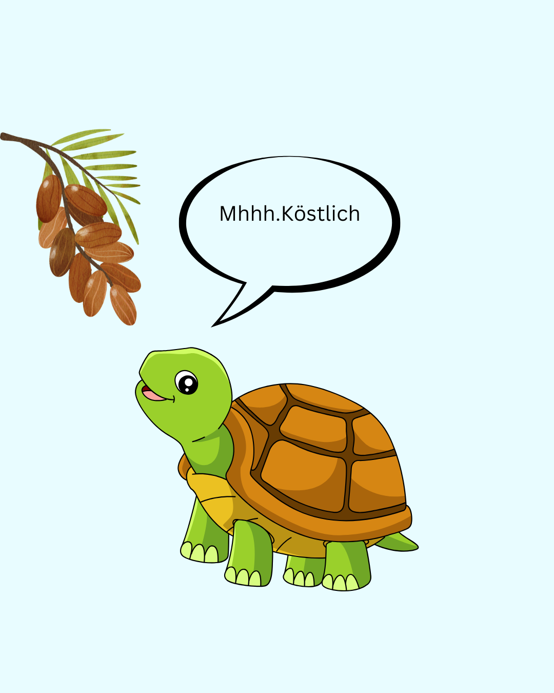 Schildkröte genießt Datteln