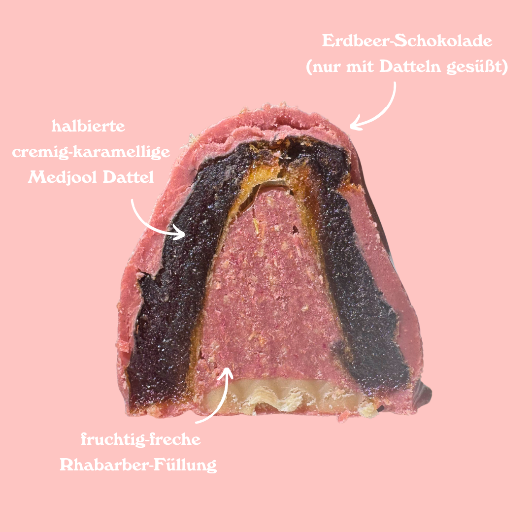 Praline des Monats: Erdbeer-Rhabarber (Bio)