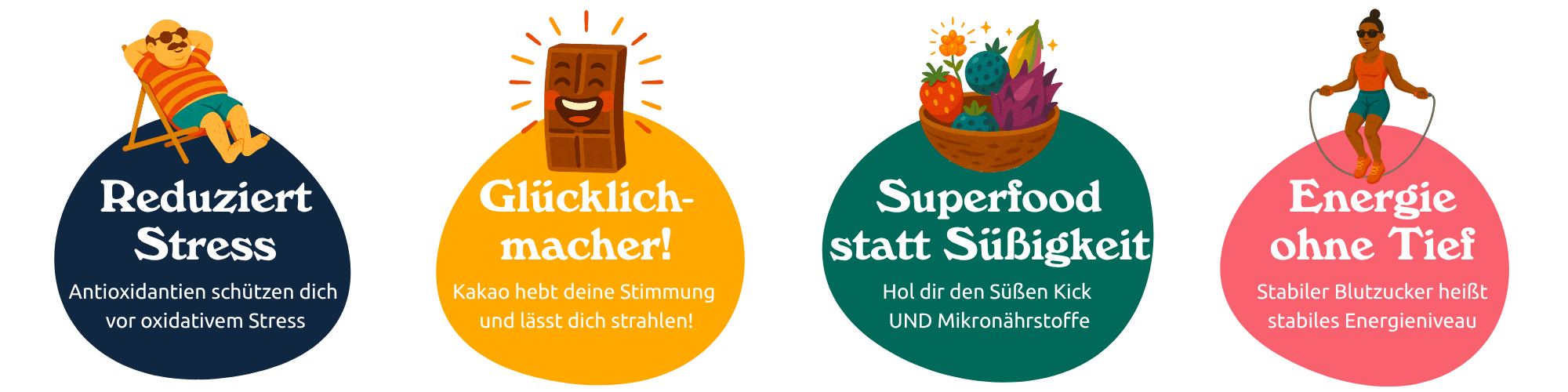 djoon Dattelpralinen unterstützen dich deinen Stress zu reduzieren, dich glücklich zu machen, dir Energie zu liefern und das alles mit Superfood statt Süßigkeit