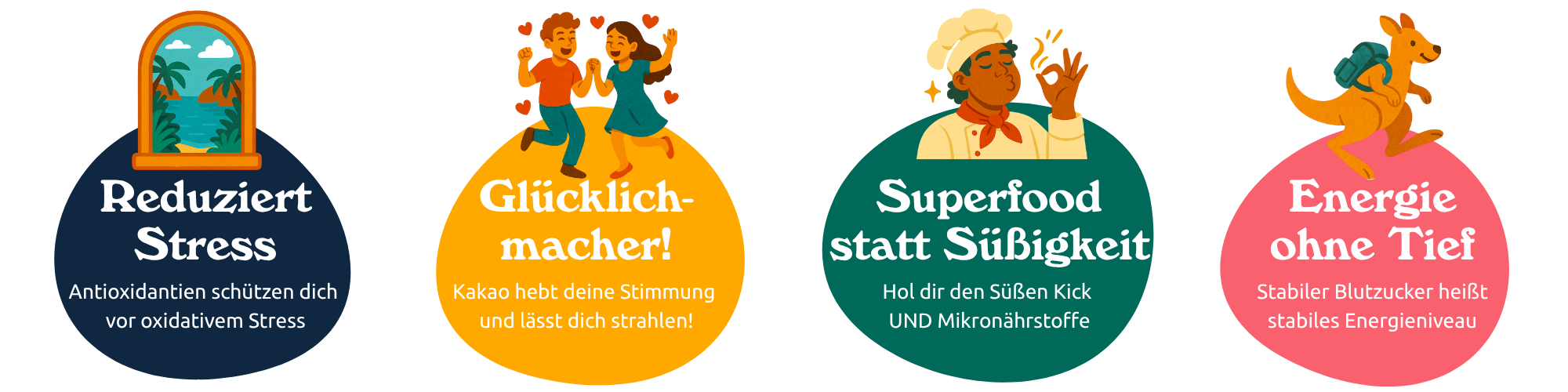 Mit djoon erhältst du mehr als unglaublich leckeren Geschmack, denn die Pralinen stecken voller Superkräfte für dein Stresslevel, deine Energie und deine Laune