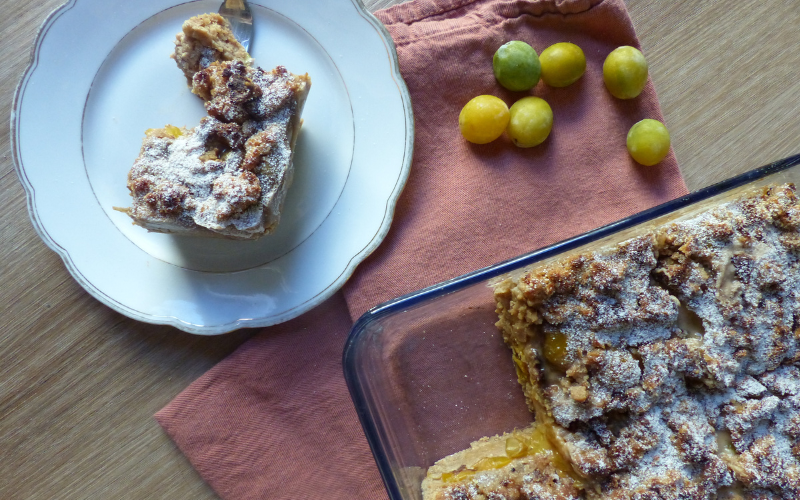 Vegane Pudding Streuselschnitten