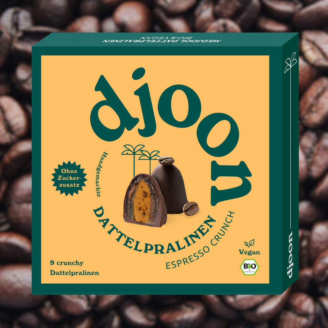 Box Pralinen Sorte Kaffee Espresso Crunch der Marke djoon foods GmbH