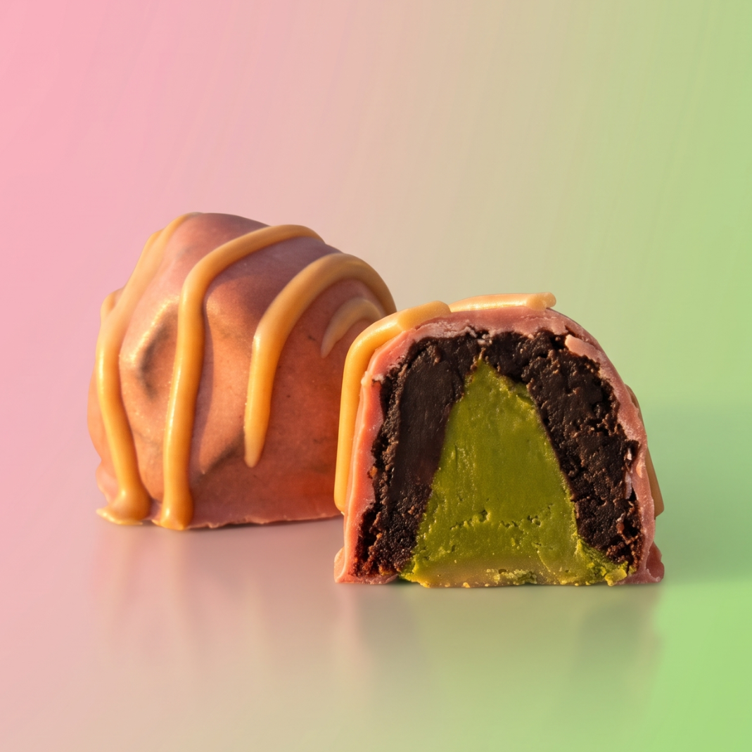 Praline des Monats: Matcha-Erdbeere (Bio)
