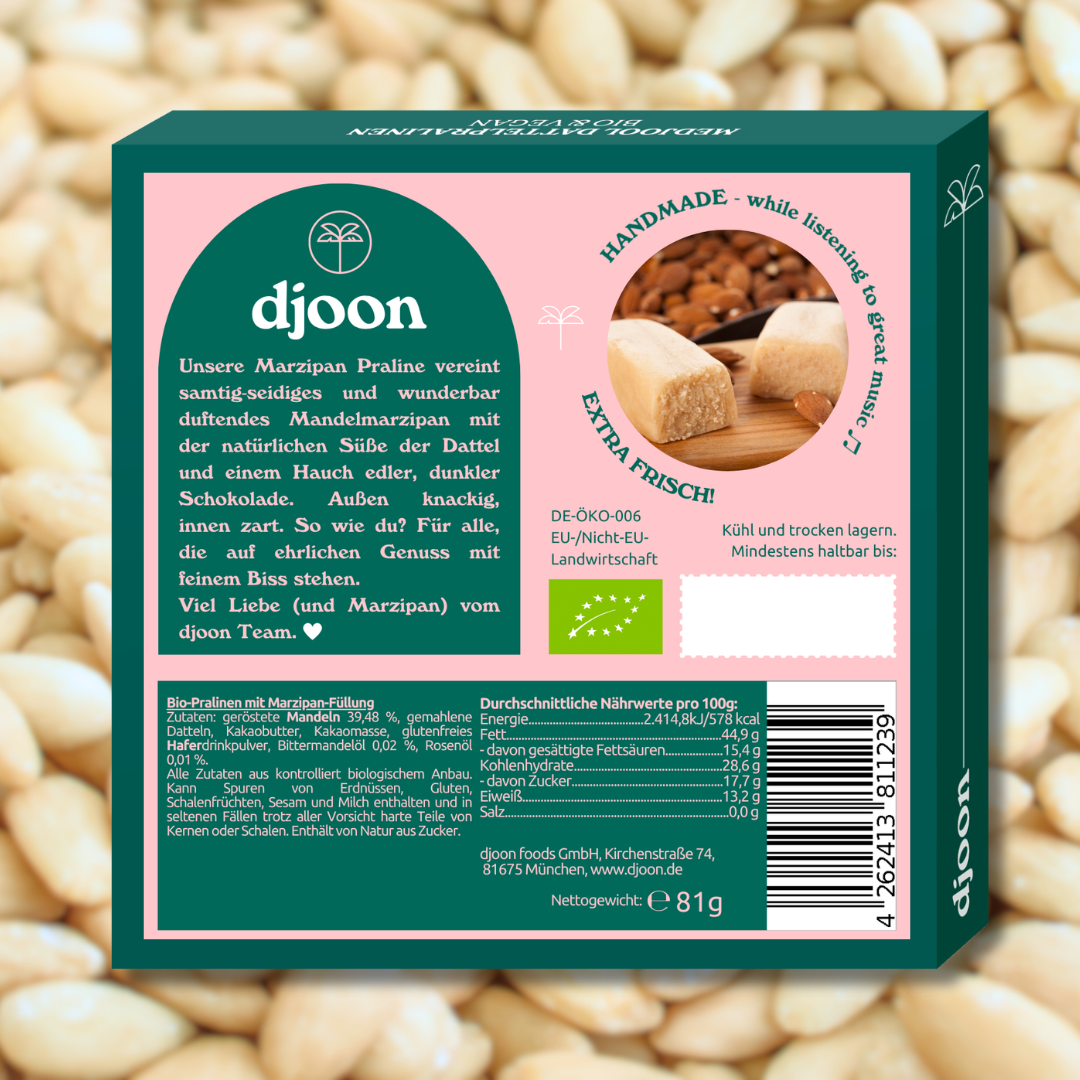 Pralinen mit Dattelsüße: Marzipan (Bio)